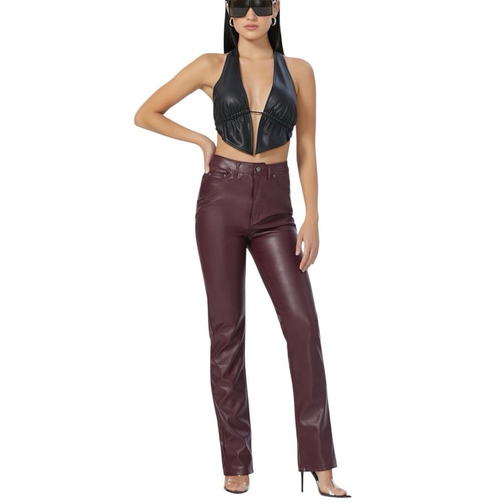 AFRM Heston Straight Leg Faux Leather pants.Port Royale Burgundy.Sz 30. NWT